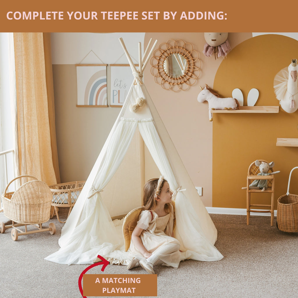 Fairy Kids Play Tent with Tulle – Ecru