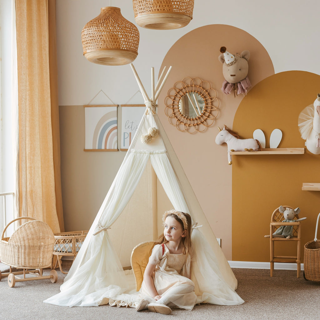 Fairy Kids Play Tent with Tulle – Ecru