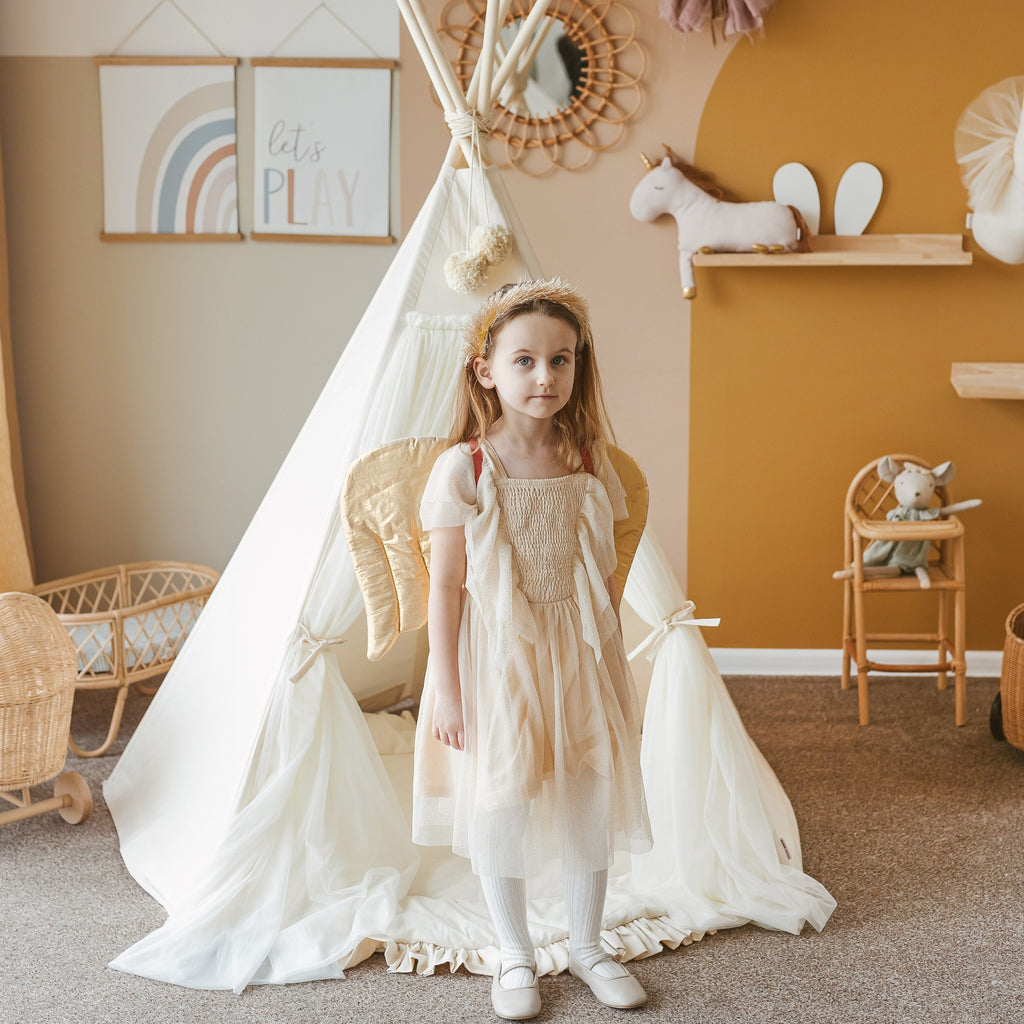 Fairy Kids Play Tent with Tulle – Ecru