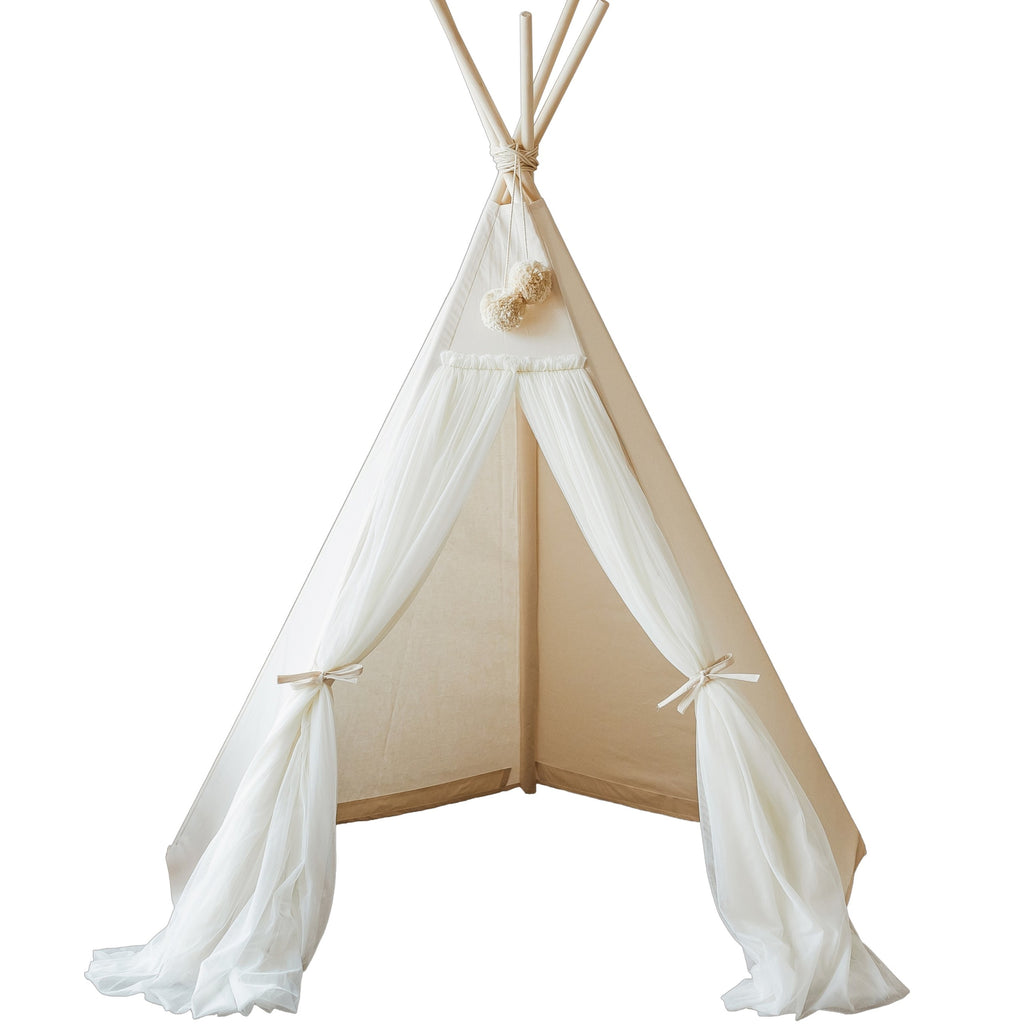 Fairy Kids Play Tent with Tulle – Ecru