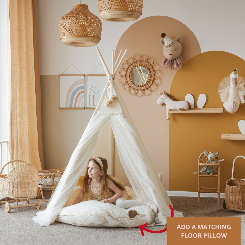 Fairy Kids Play Tent with Tulle – Ecru