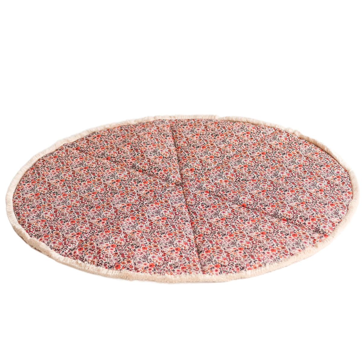 Kids Floor Mat with Cotton Fringe – Floral Rose, 115 cm