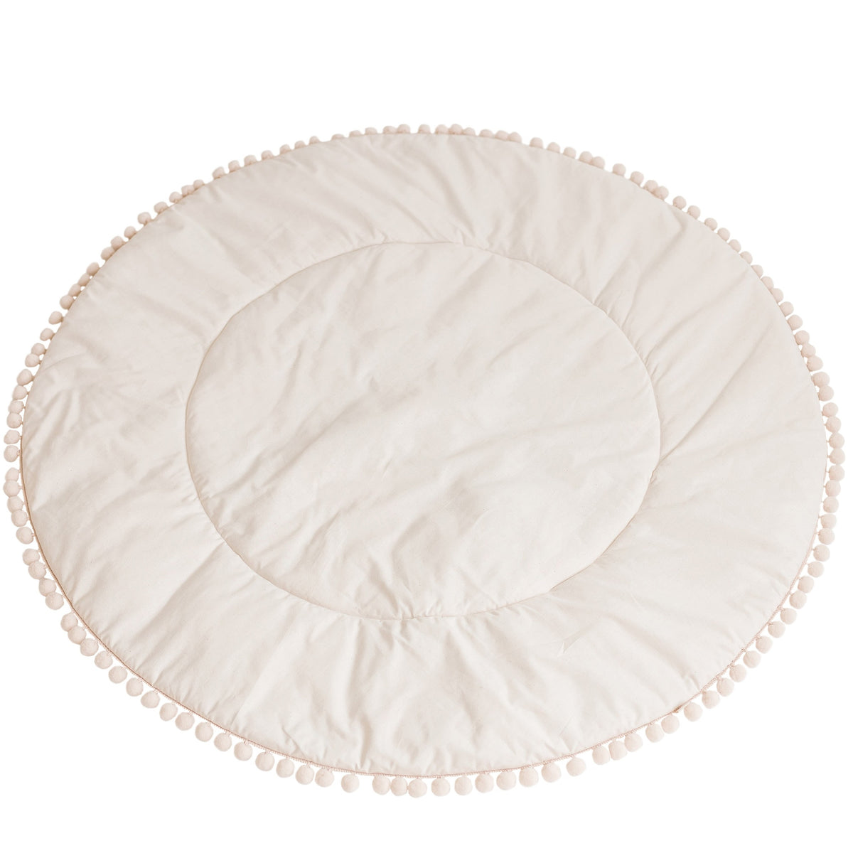 Kids Play Mat with Pompom Border – Ecru, 115 cm