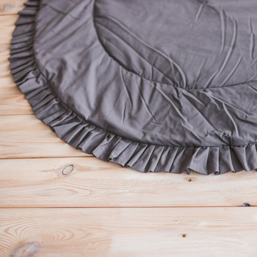 Kids Play Mat with Ruffled Border – Grey, 125 cm
