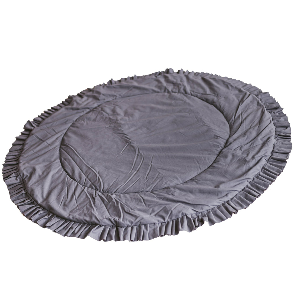 Kids Play Mat with Ruffled Border – Grey, 125 cm
