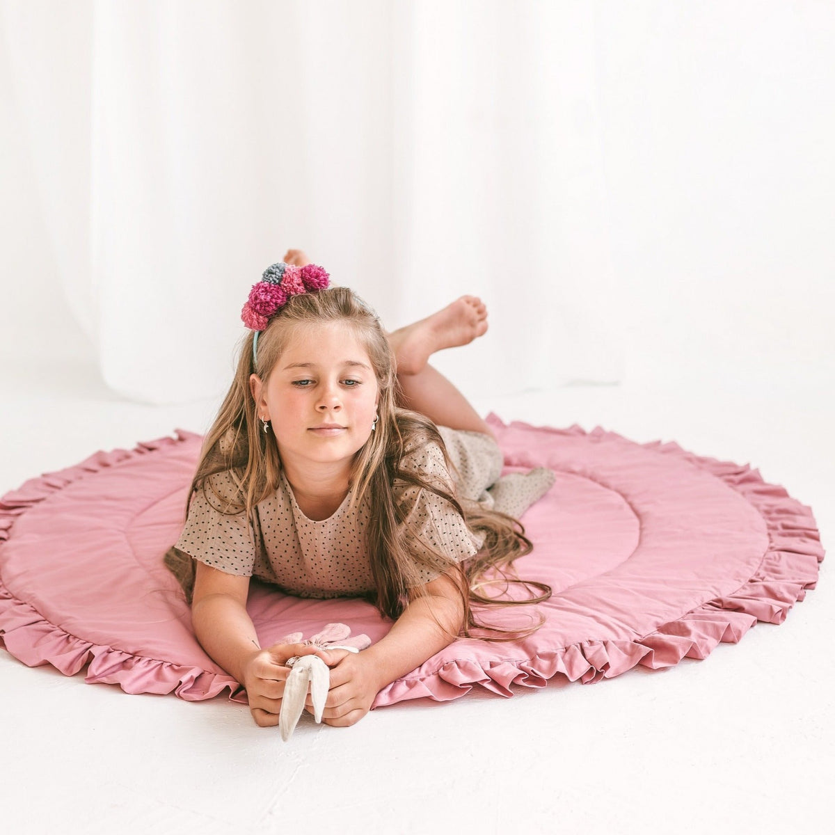 Kids Play Mat with Ruffled Border – Rose, 125 cm