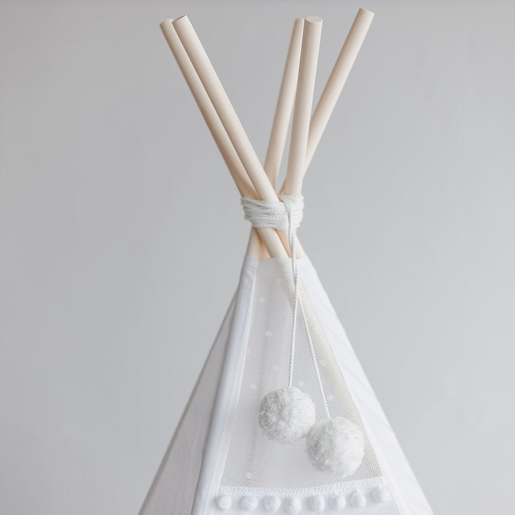Kids Teepee Tent with Pompoms – Snow White