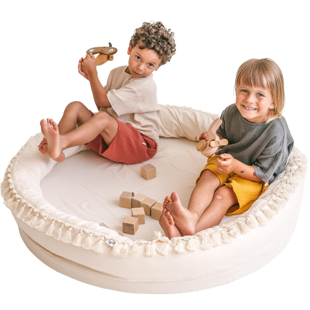 Large Round Nest Play Mat & Kids Lounger – Ecru, 110 cm