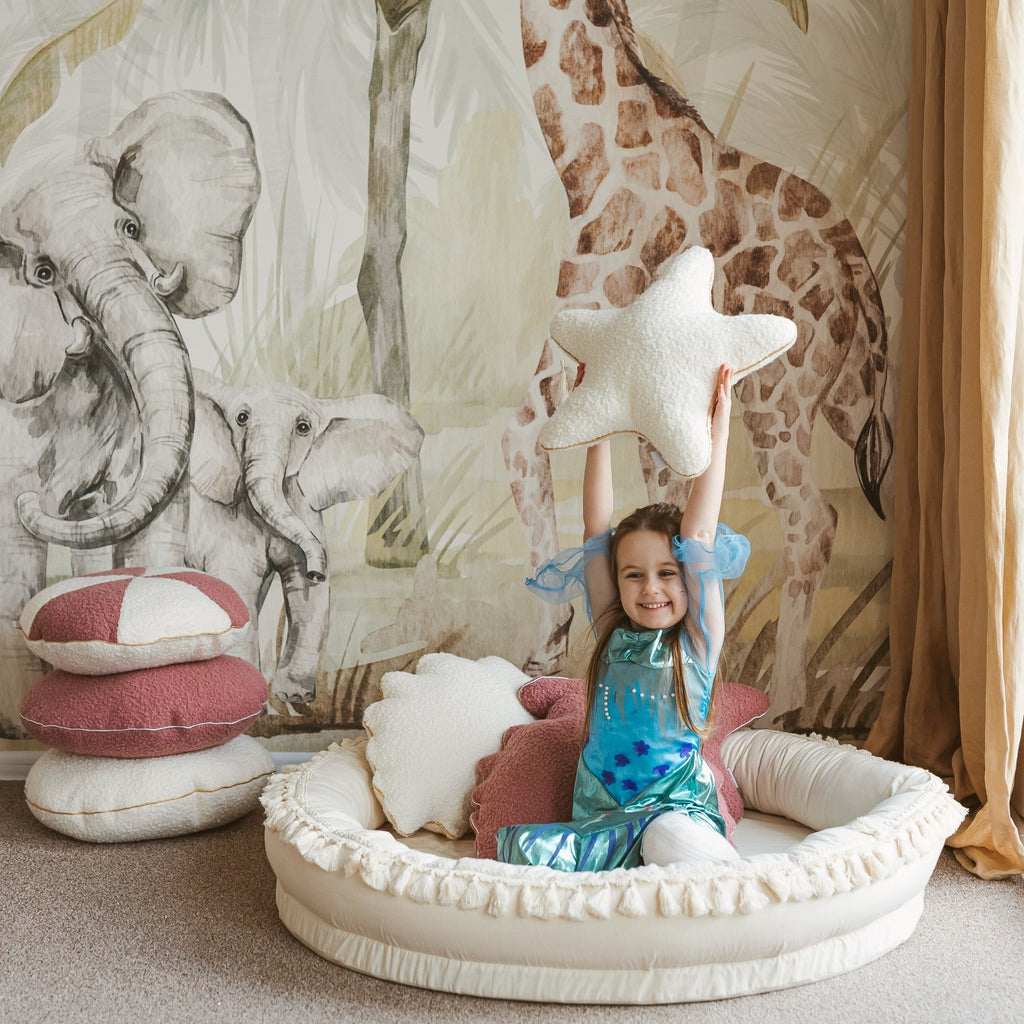 Large Round Nest Play Mat & Kids Lounger – Ecru, 110 cm