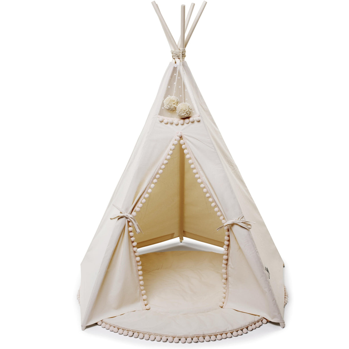 Original Kids Play Tent with Pompoms – Ecru