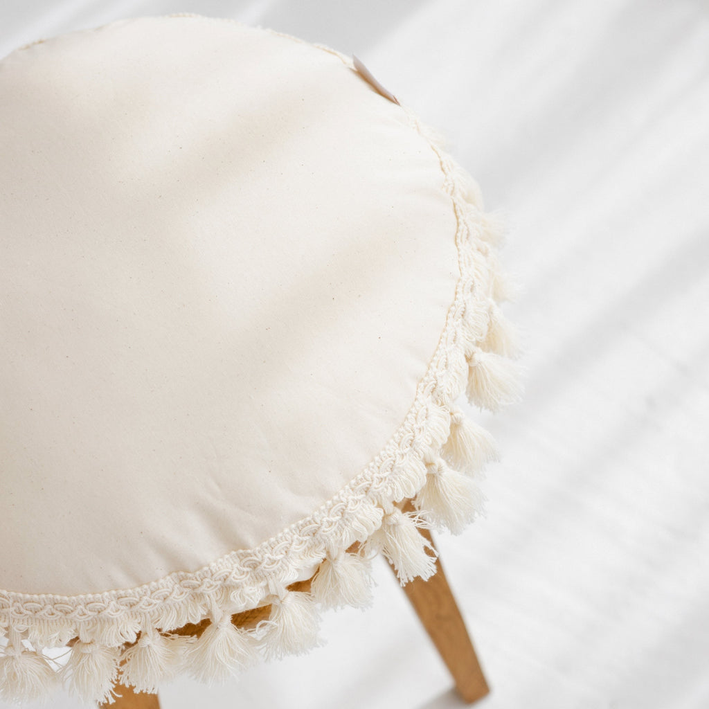 Round Cotton Cushion with Tassels – Ecru, 45 cm
