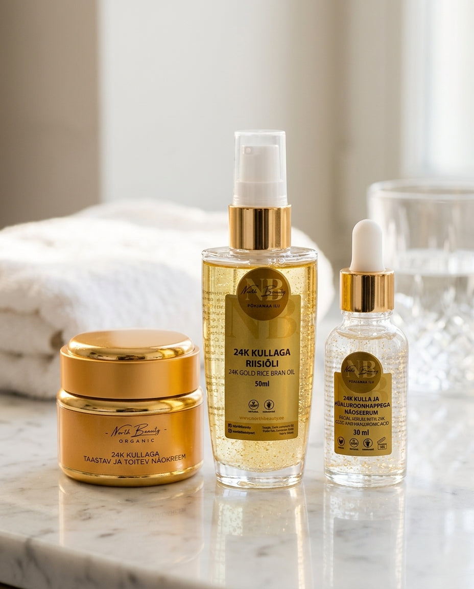 3-piece anti-aging skincare gift set — Luxury Vanity Lifestyle | Generated by Modelize
