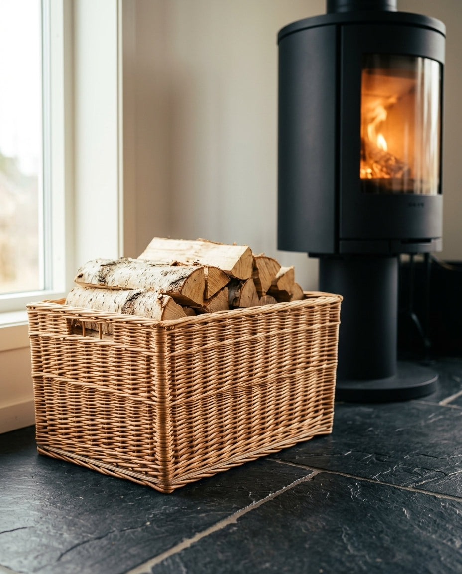 Firewood basket — Cozy Fireplace Lifestyle | Generated by Modelize