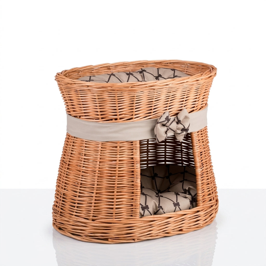Two-tier woven cat house — Premium Elevated Studio Shot | Generated by Modelize