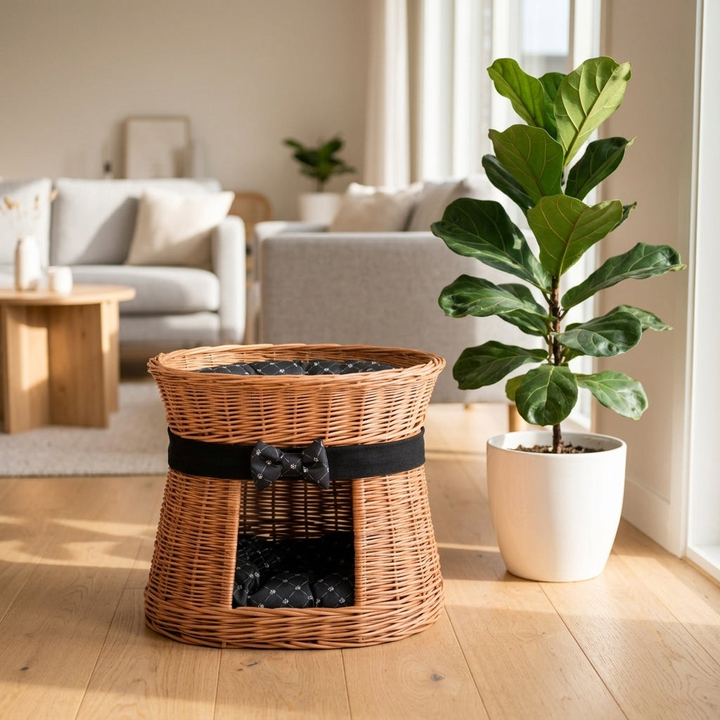 Two-tier wicker cat house — Cozy Home Lifestyle | Generated by Modelize