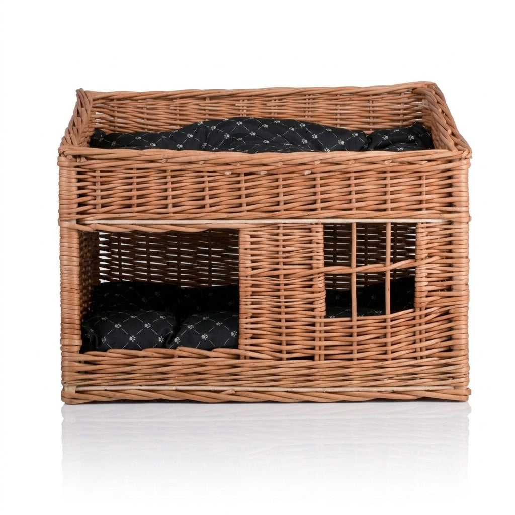 Two-tier willow cat house — frontal_elevation_studio | Generated by Modelize