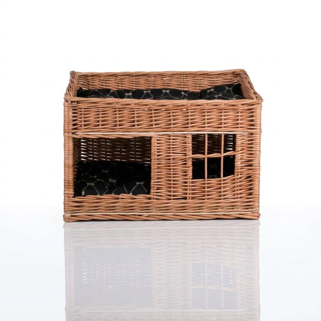 Two-level wicker cat house — frontal_elevation_studio | Generated by Modelize
