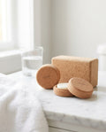 Solid haircare set with cork travel cases — Luxury Vanity Lifestyle | Generated by Modelize