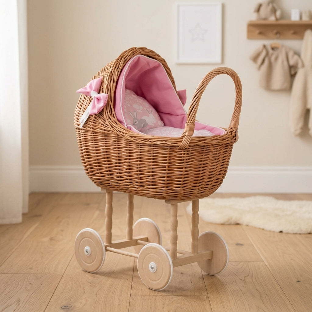Wicker doll pram — Lifestyle Nursery Scene | Generated by Modelize