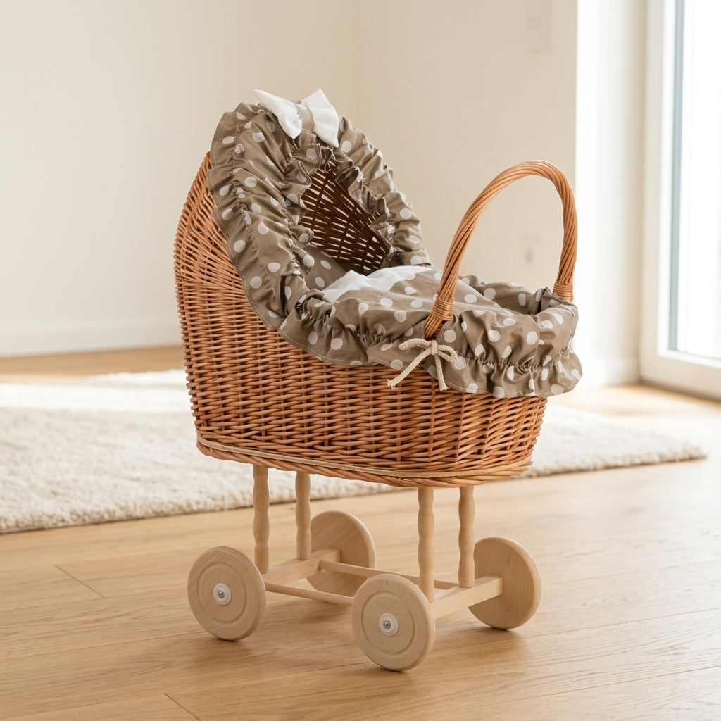 Wicker doll pram — Lifestyle Nursery Scene | Generated by Modelize