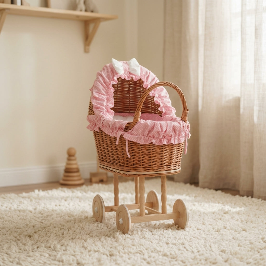 Wicker doll stroller — Cozy Nursery Lifestyle | Generated by Modelize