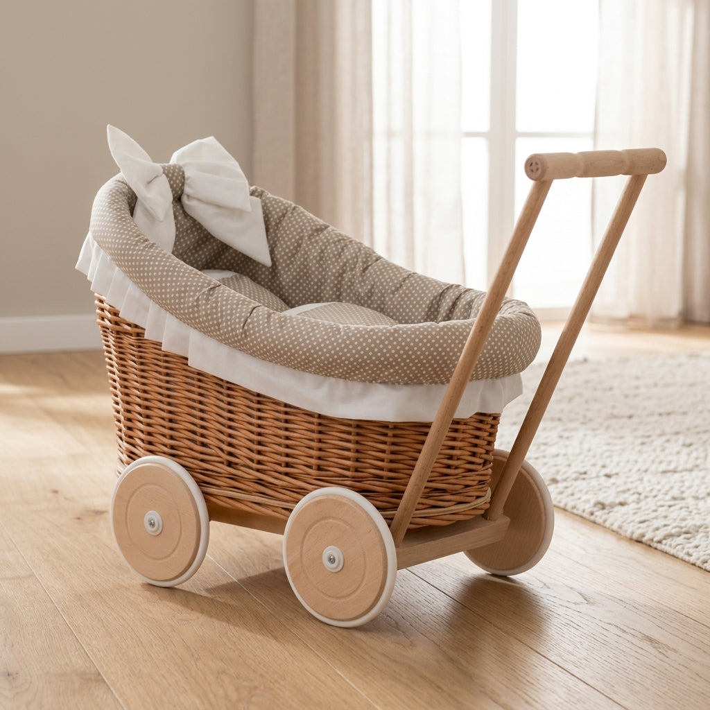 Wicker doll pram — Lifestyle Nursery Scene | Generated by Modelize