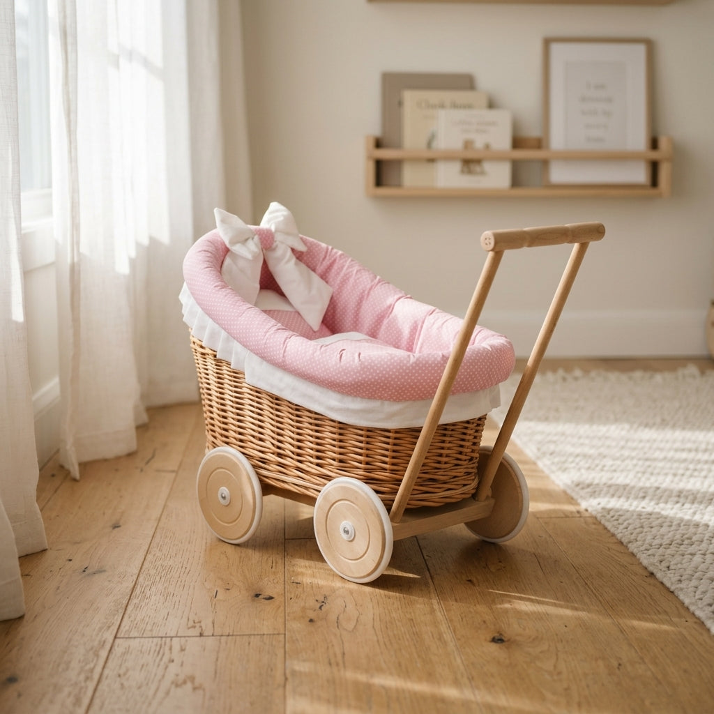 Wicker doll pram — Lifestyle Nursery Scene | Generated by Modelize
