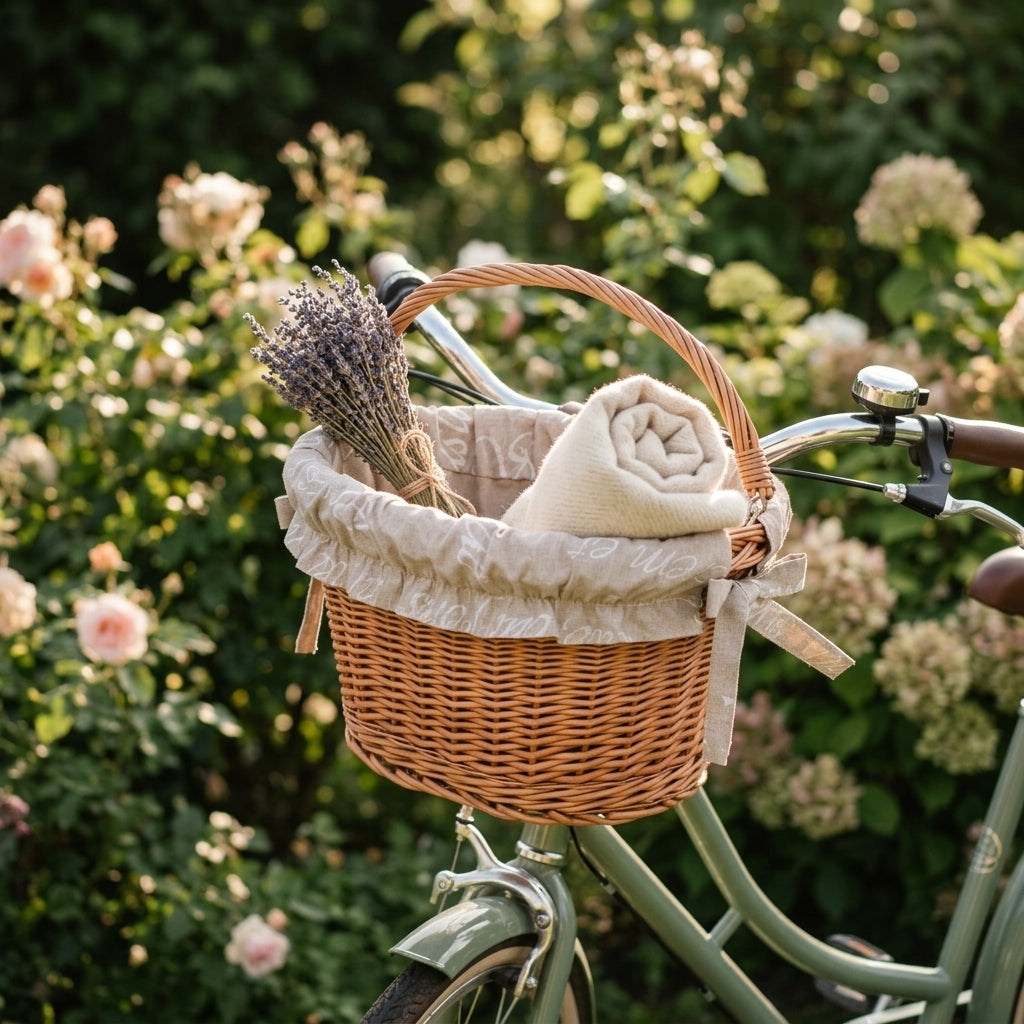 Wicker bicycle basket — Outdoor Lifestyle Context | Generated by Modelize