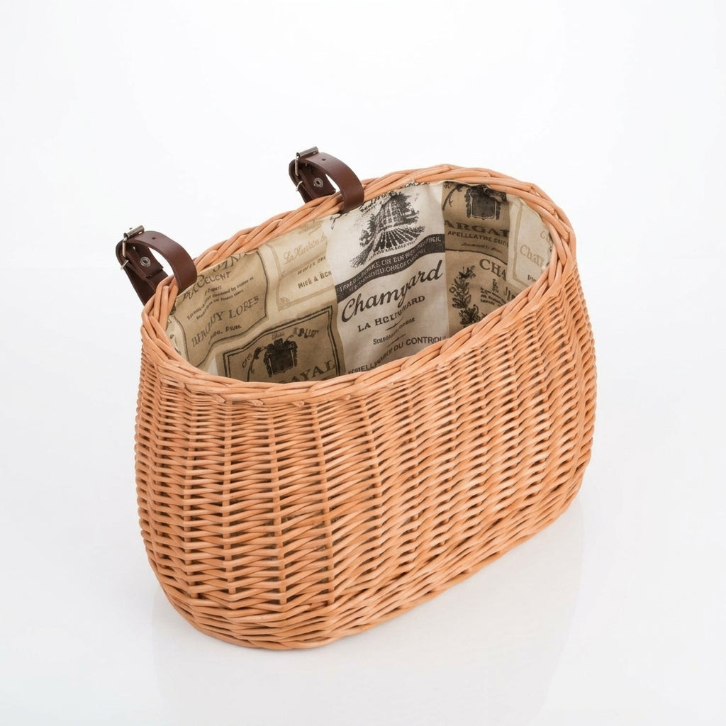 Woven bicycle basket — High-Angle Interior Shot | Generated by Modelize