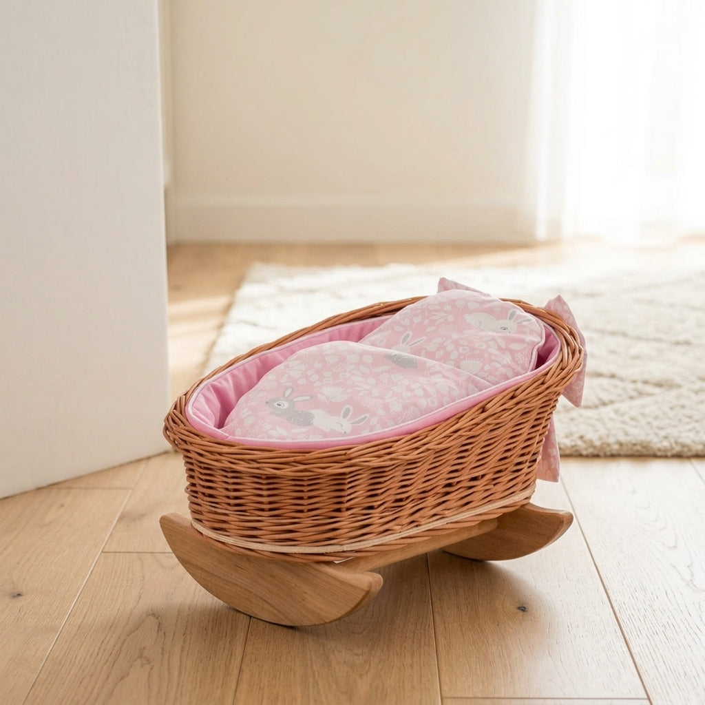 Wicker doll cradle — Lifestyle Nursery Scene | Generated by Modelize