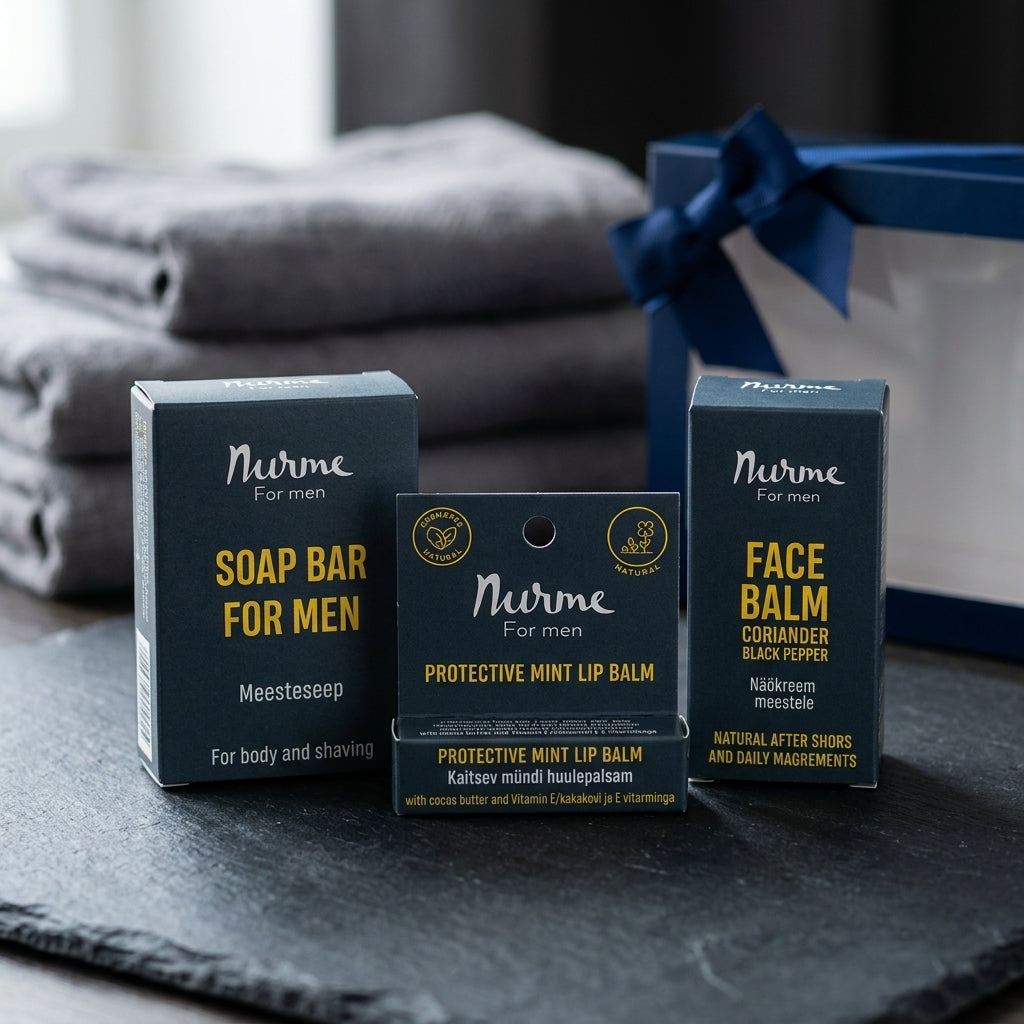 Men's natural skincare gift set — unboxed_lifestyle | Generated by Modelize