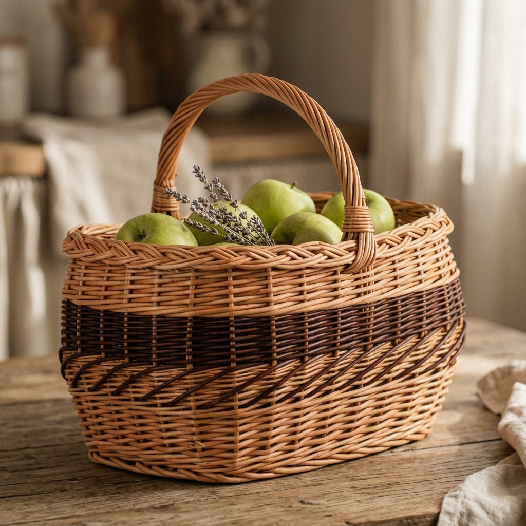 Wicker shopping basket — Rustic Kitchen Lifestyle | Generated by Modelize