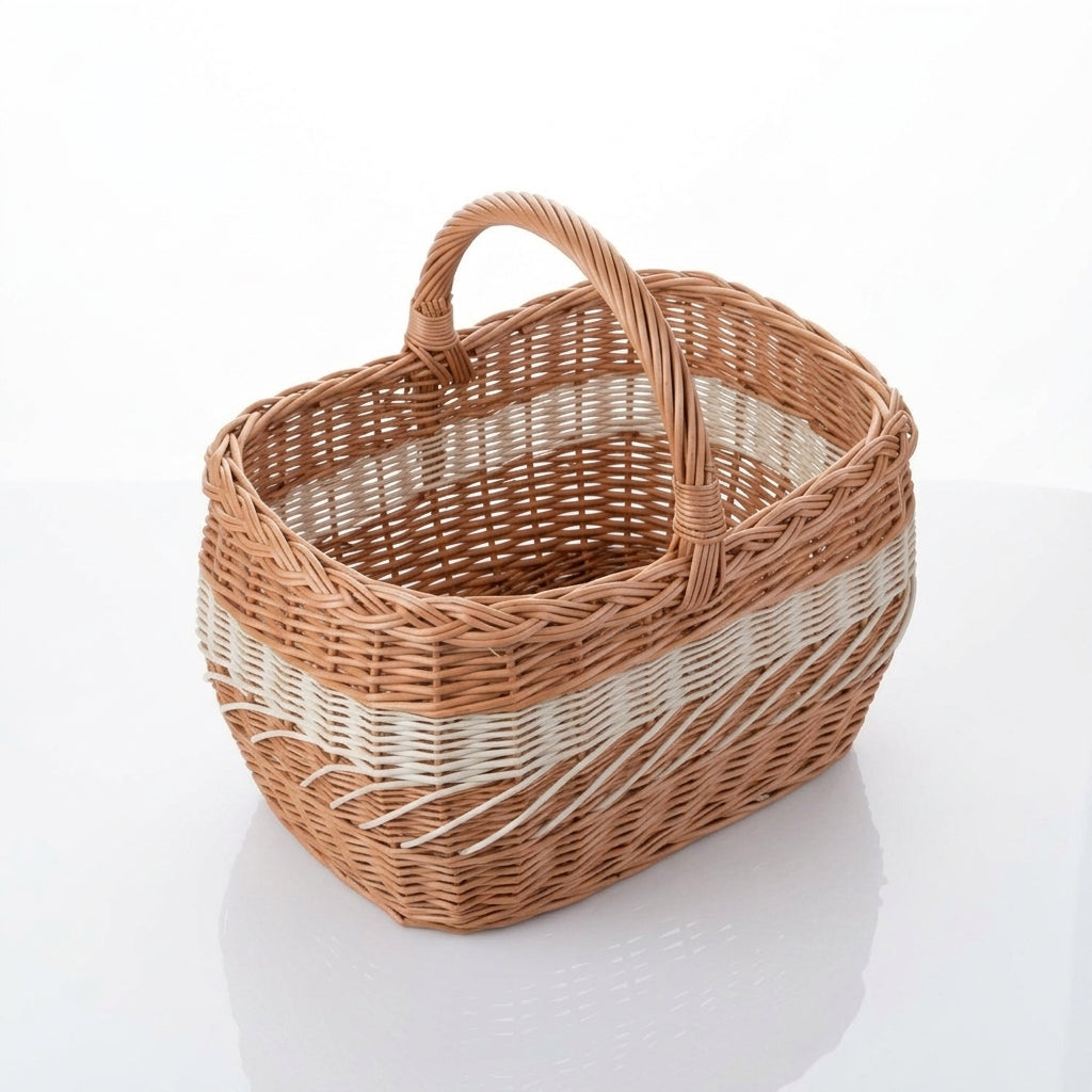 Wicker shopping basket — Three-Quarter Studio Perspective | Generated by Modelize