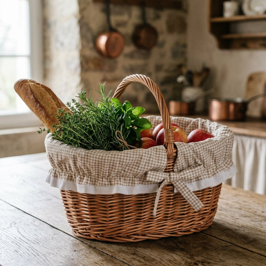 Willow shopping basket — Rustic Kitchen Lifestyle | Generated by Modelize