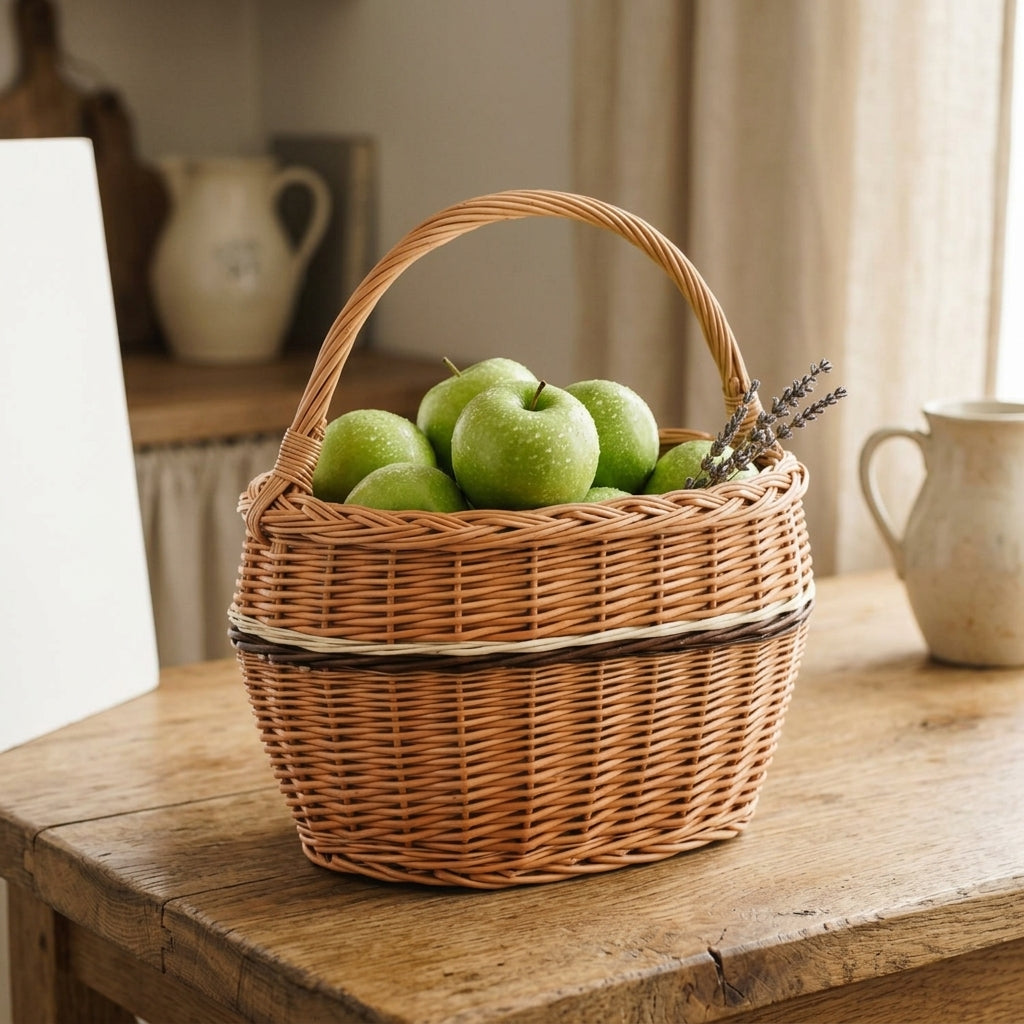 Wicker shopping basket — Rustic Kitchen Lifestyle | Generated by Modelize
