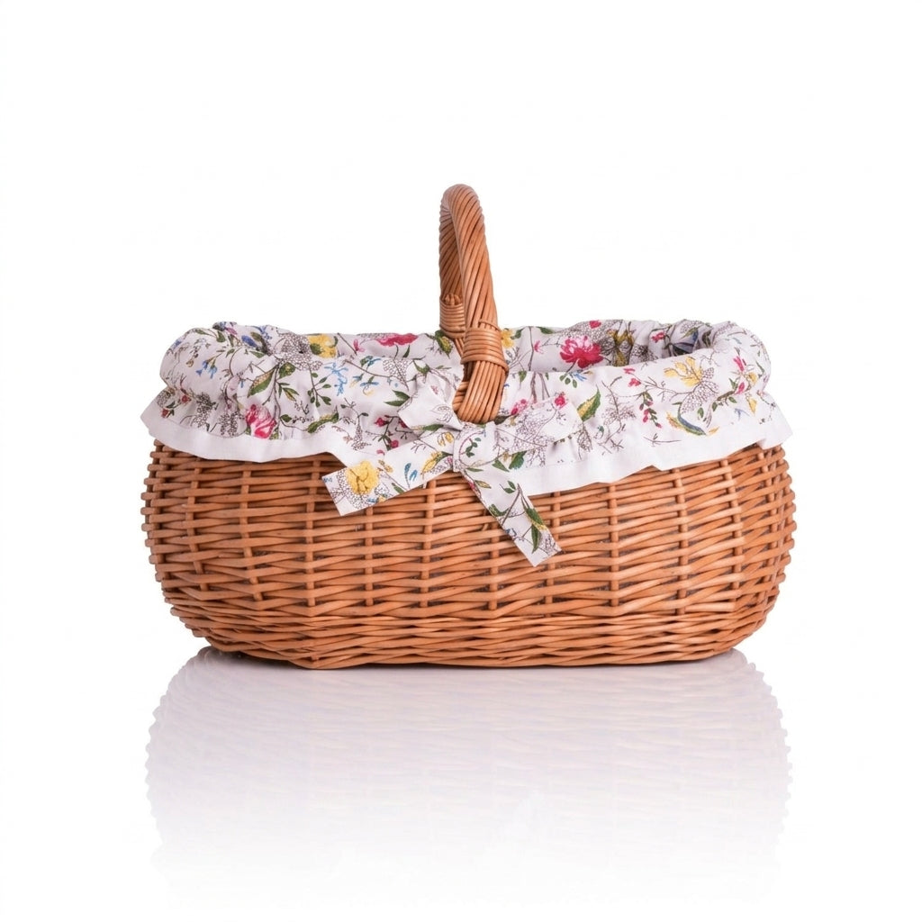 Woven willow shopping basket — Side View Profile | Generated by Modelize