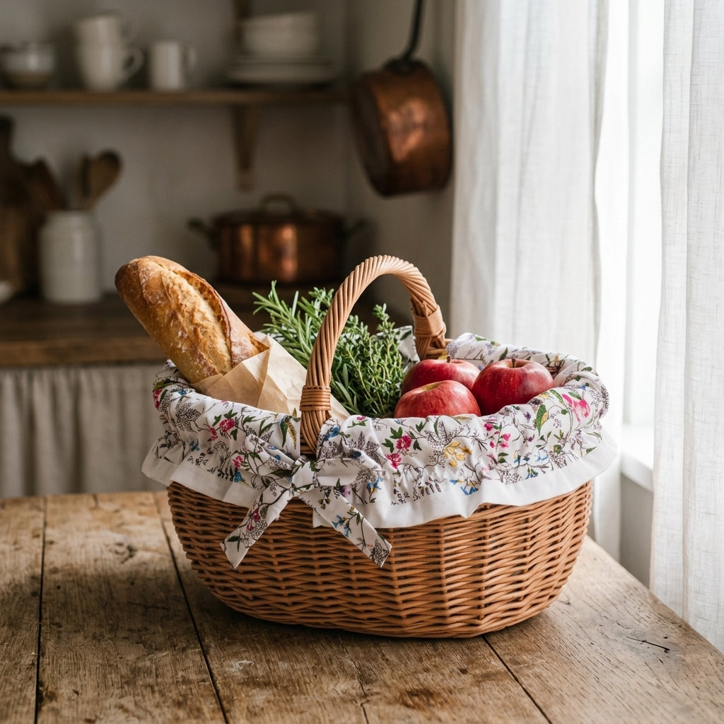 Wicker shopping basket — Rustic Kitchen Lifestyle | Generated by Modelize