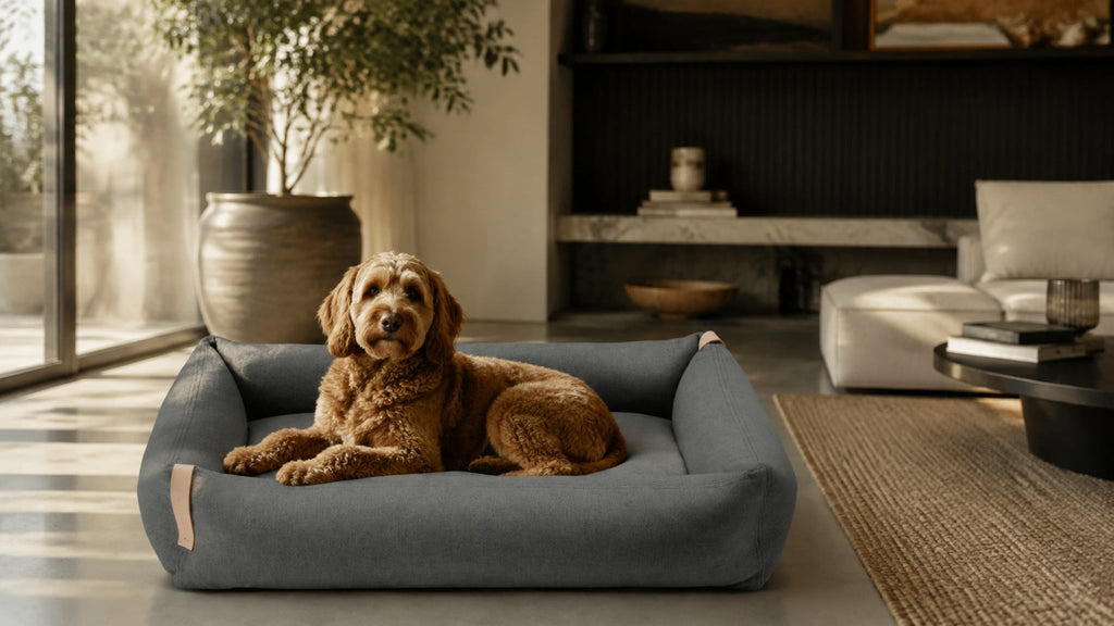 Moe Hundebett Hellanthrazit im modernen Interieur – 16:9