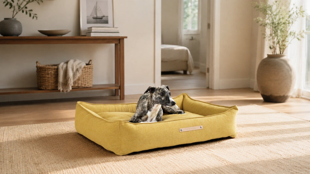 Møvik Hundebett – Honig – Breite Premium-Wohnszene im Format 16:9