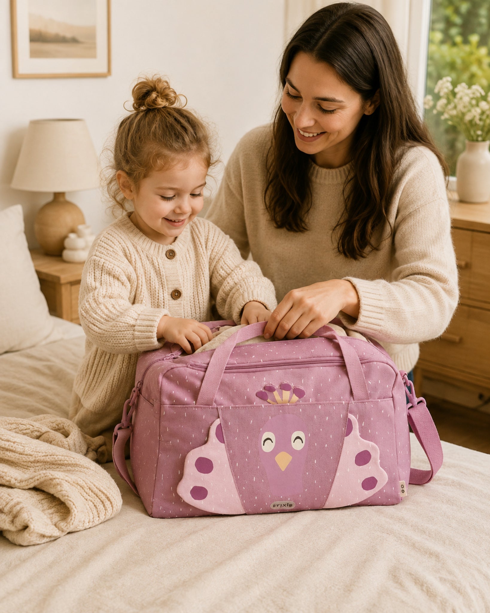 Kinder-Sporttasche Mrs. Peacock – gemeinsam gepackt
