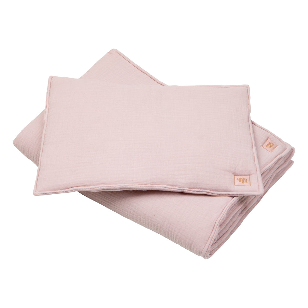 Musselin-Babydecke mit Kissen Babyrosa – Ansicht 1 | Elena Home Living