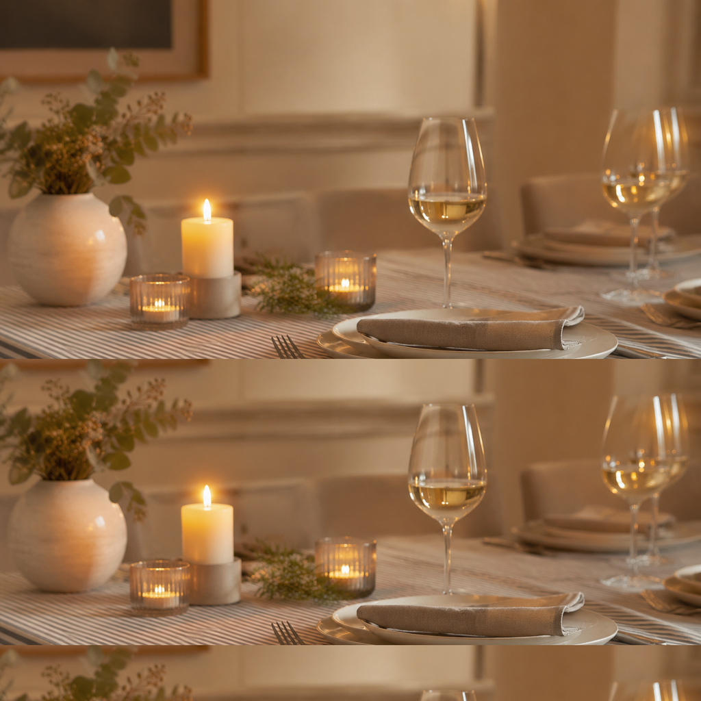 Tischdecke Nord 1 aus recyceltem Stoff – elegante Dinner-Atmosphäre