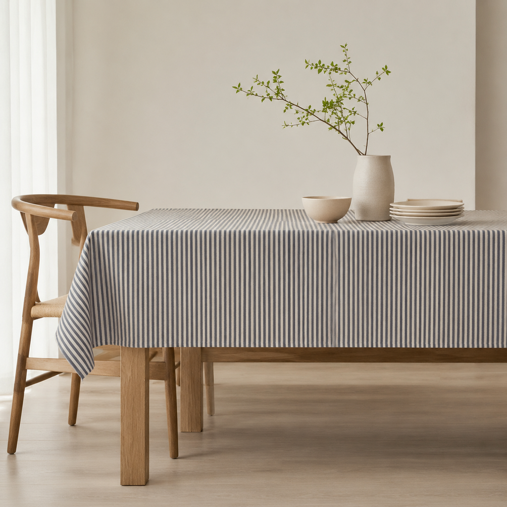 Tischdecke Nord 1 aus recyceltem Stoff – Premium Hauptbild im eleganten Esszimmer