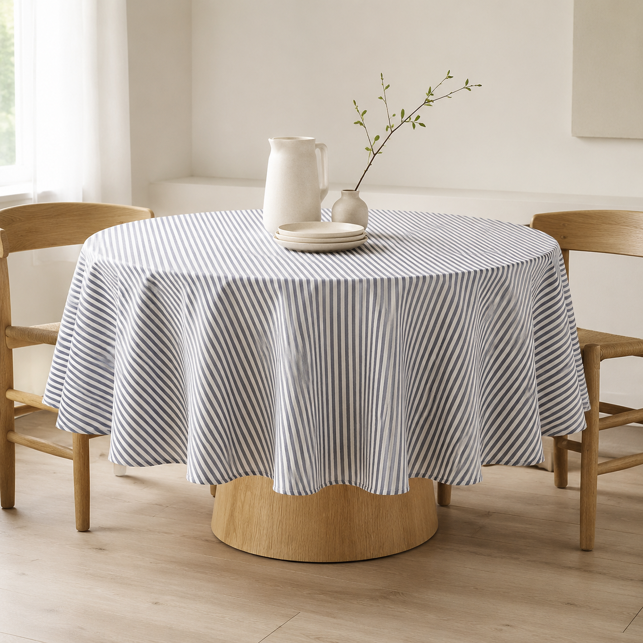 Runde Tischdecke Nord 1 – Premium Hauptbild im eleganten Esszimmer