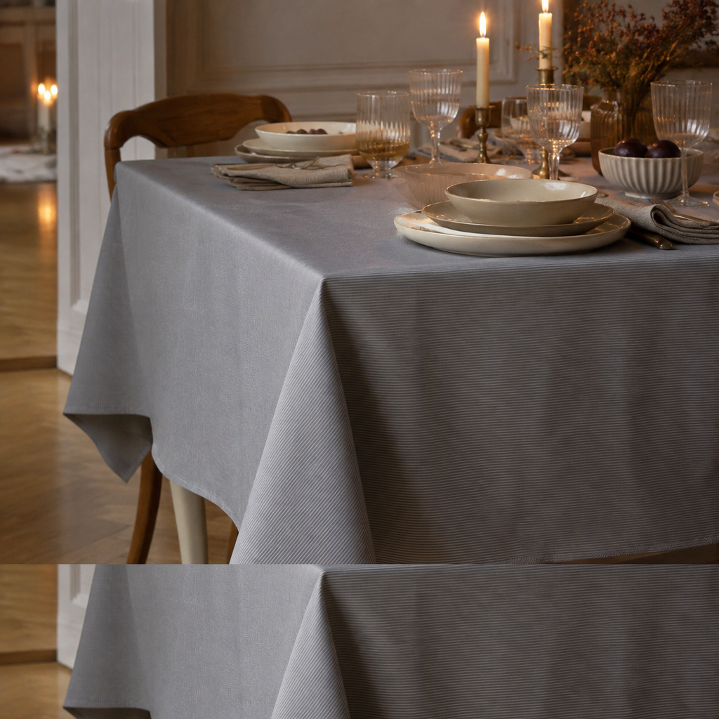 Tischdecke Nord 2 aus recyceltem Stoff – elegante Dinner-Atmosphäre