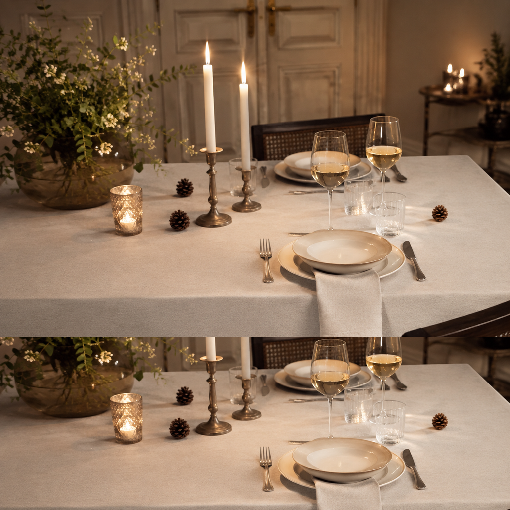 Tischdecke Nord 3 aus recyceltem Stoff – elegante Dinner-Atmosphäre