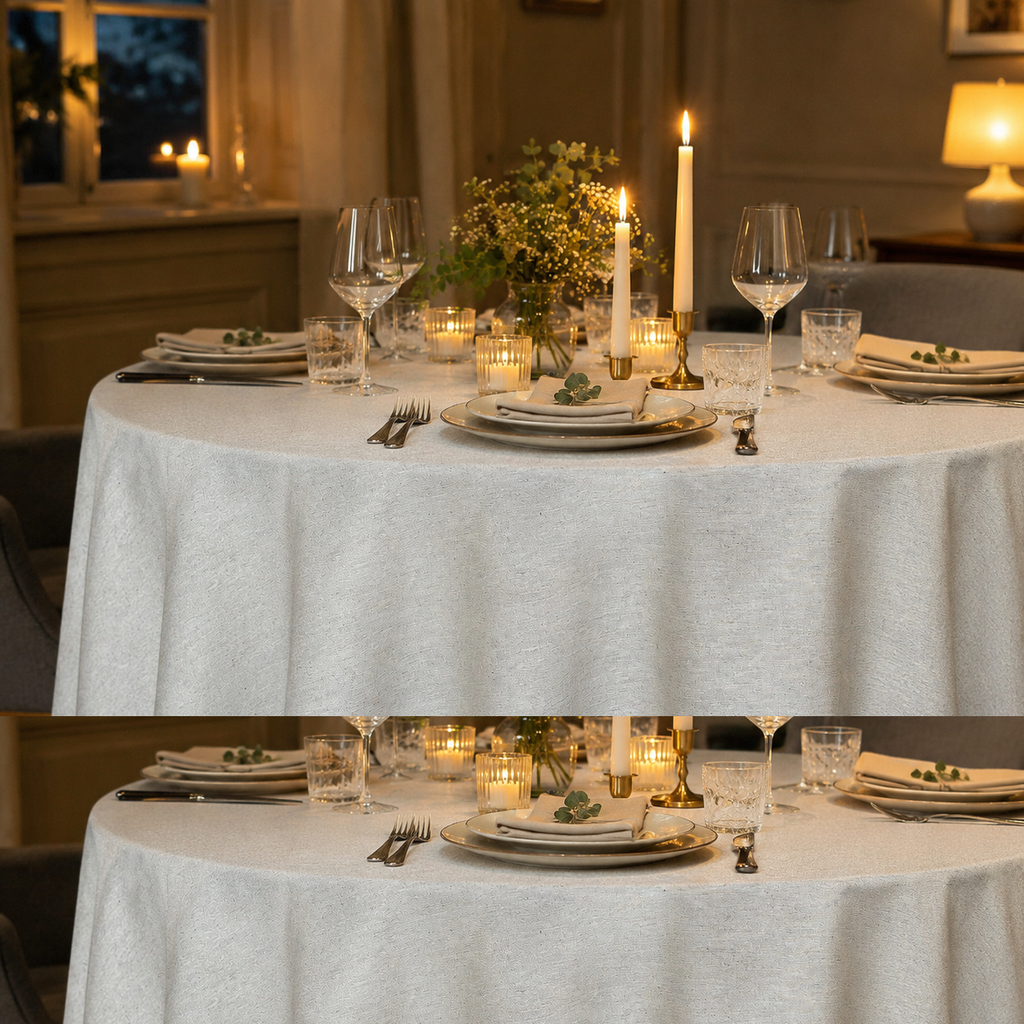 Runde Tischdecke Nord 3 – elegante Dinner-Atmosphäre