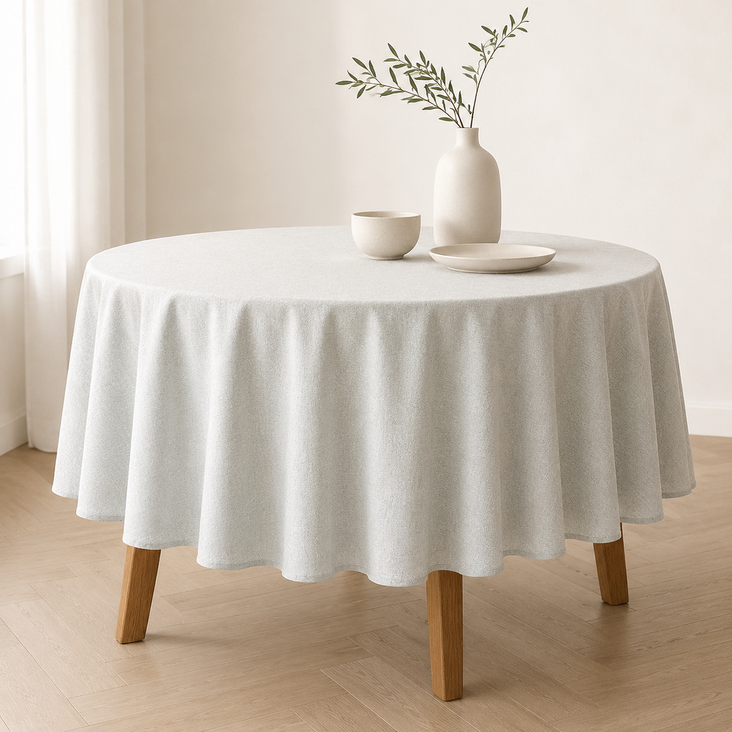 Runde Tischdecke Nord 3 – Premium Hauptbild im eleganten Esszimmer