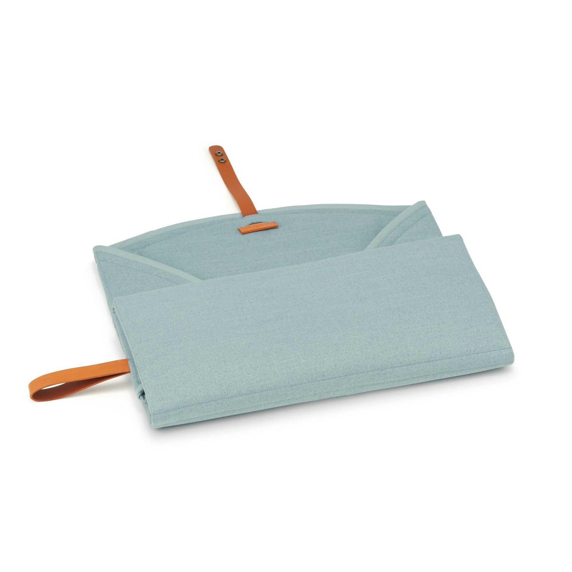 Okka Reisematte Soft Teal mit Lederakzent