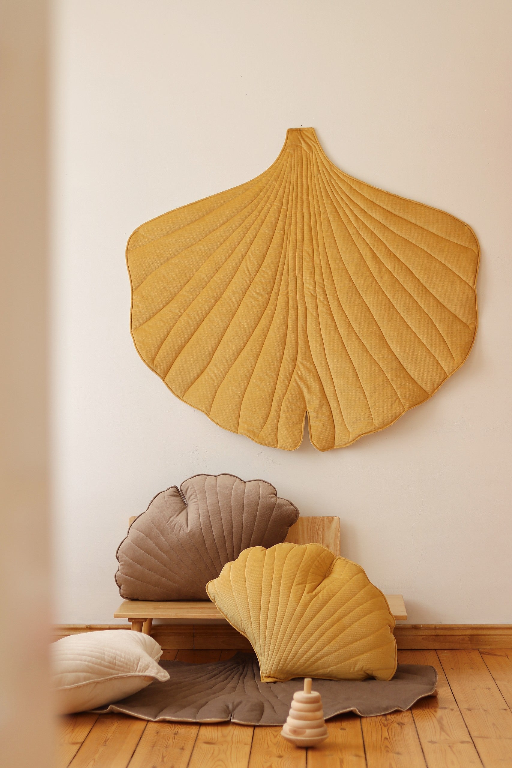 Ginkgo-Spielmatte Bio-Baumwolle Gelb – Ansicht 8 | Elena Home Living